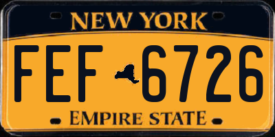 NY license plate FEF6726
