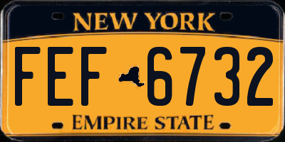 NY license plate FEF6732