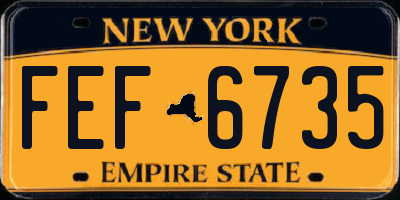 NY license plate FEF6735