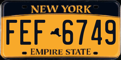 NY license plate FEF6749