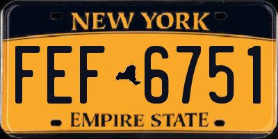 NY license plate FEF6751