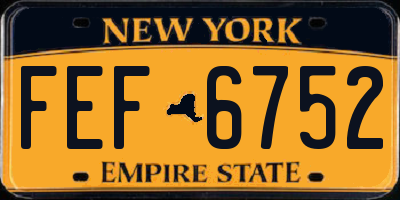 NY license plate FEF6752