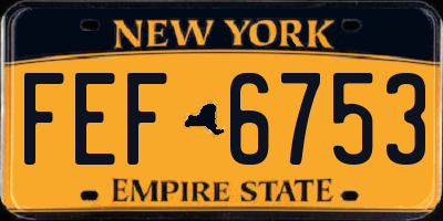 NY license plate FEF6753