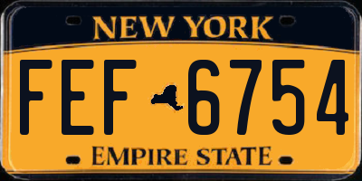 NY license plate FEF6754