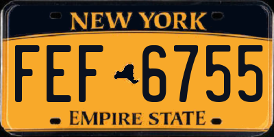 NY license plate FEF6755