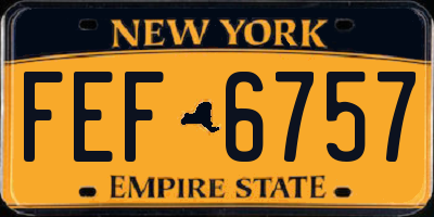 NY license plate FEF6757