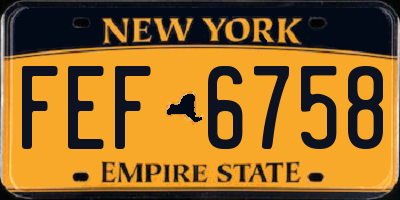 NY license plate FEF6758