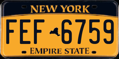 NY license plate FEF6759