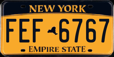 NY license plate FEF6767
