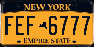 NY license plate FEF6777