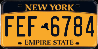 NY license plate FEF6784