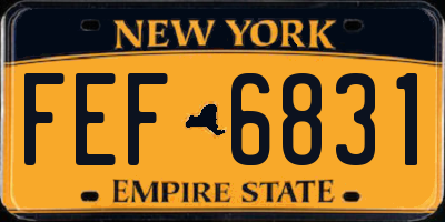 NY license plate FEF6831