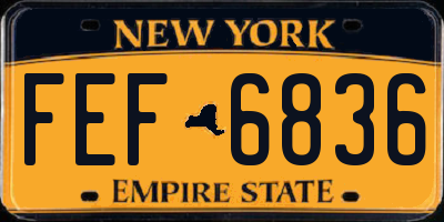NY license plate FEF6836