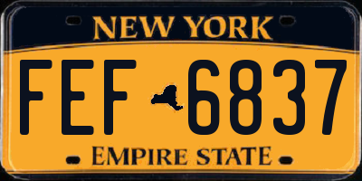 NY license plate FEF6837