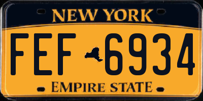 NY license plate FEF6934