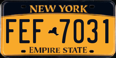 NY license plate FEF7031