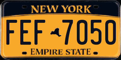 NY license plate FEF7050