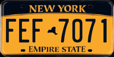 NY license plate FEF7071