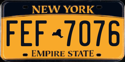 NY license plate FEF7076