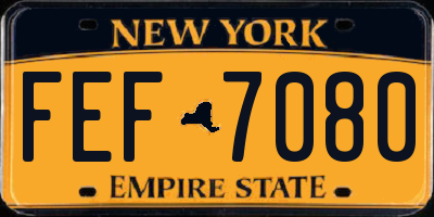 NY license plate FEF7080