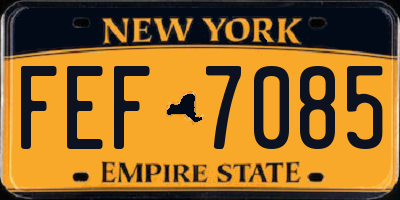 NY license plate FEF7085