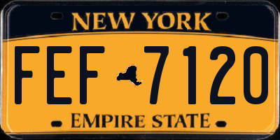 NY license plate FEF7120