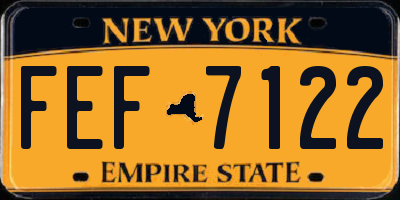 NY license plate FEF7122