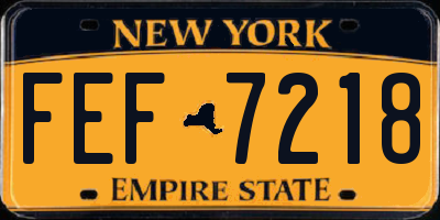NY license plate FEF7218