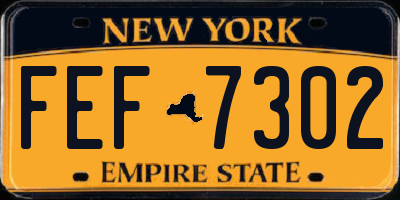 NY license plate FEF7302