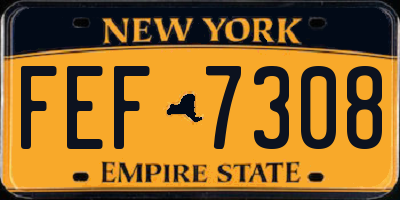 NY license plate FEF7308