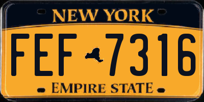 NY license plate FEF7316