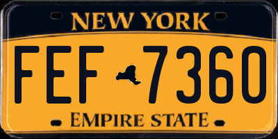 NY license plate FEF7360