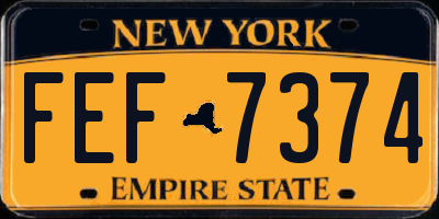 NY license plate FEF7374