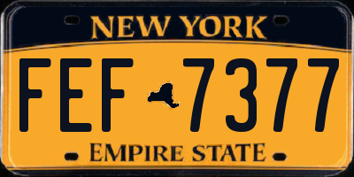 NY license plate FEF7377