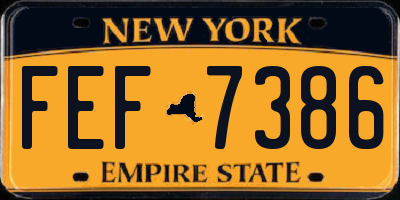 NY license plate FEF7386