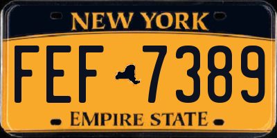 NY license plate FEF7389