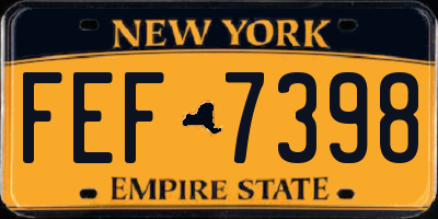 NY license plate FEF7398