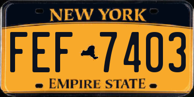 NY license plate FEF7403