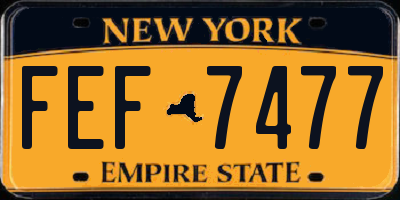 NY license plate FEF7477