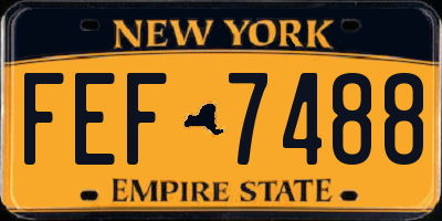 NY license plate FEF7488