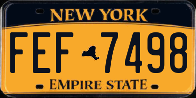 NY license plate FEF7498