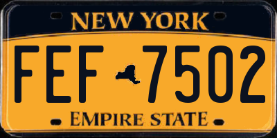 NY license plate FEF7502