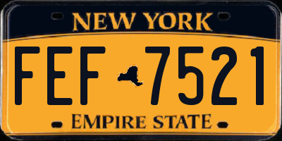 NY license plate FEF7521