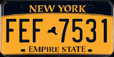 NY license plate FEF7531