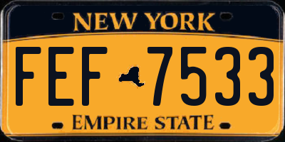 NY license plate FEF7533