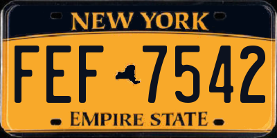 NY license plate FEF7542