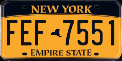 NY license plate FEF7551
