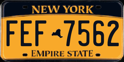NY license plate FEF7562