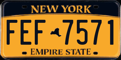 NY license plate FEF7571
