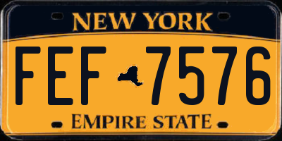 NY license plate FEF7576